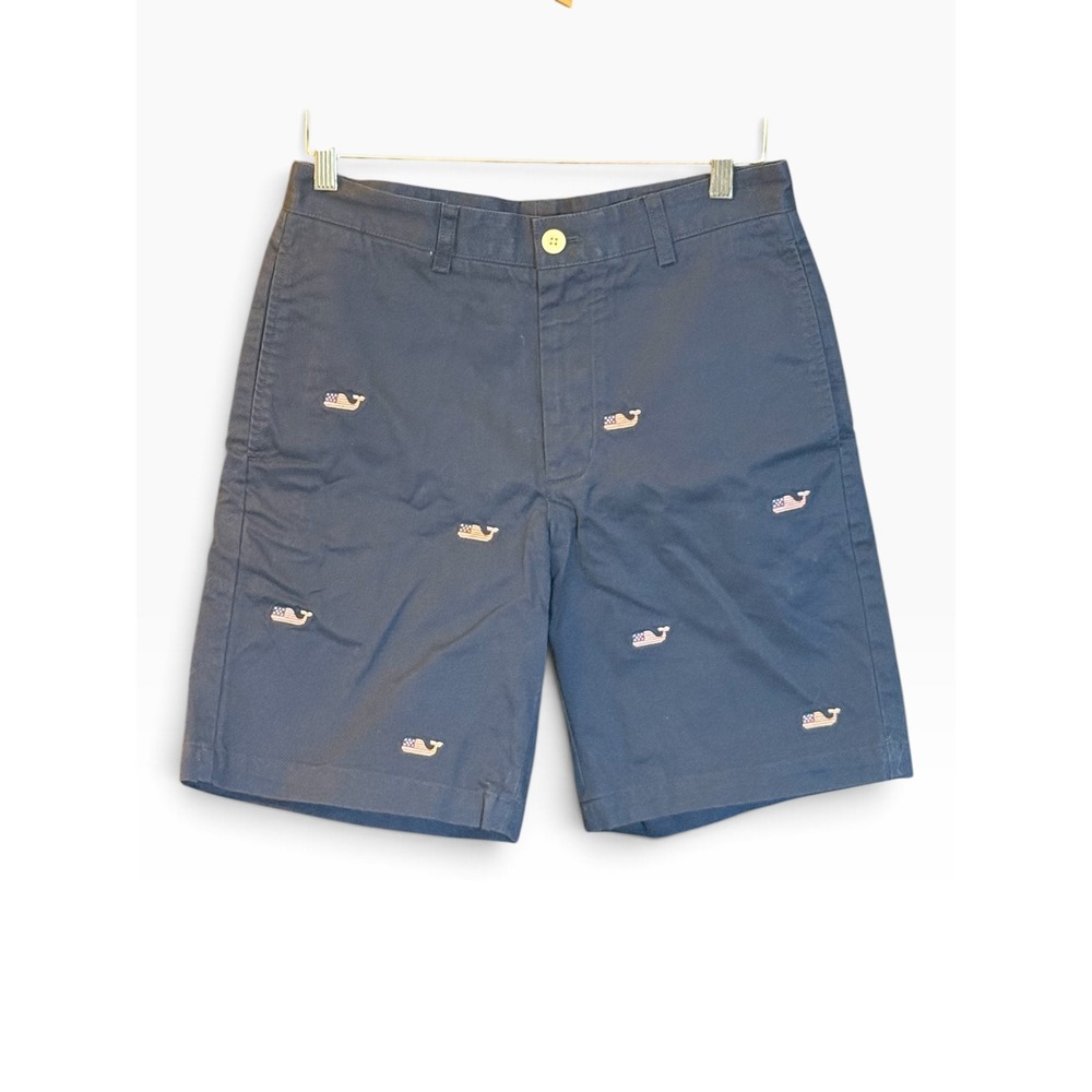 Vineyard Vines Mens 30 Navy Blue American Flag Whale Embroidered Breaker Shorts